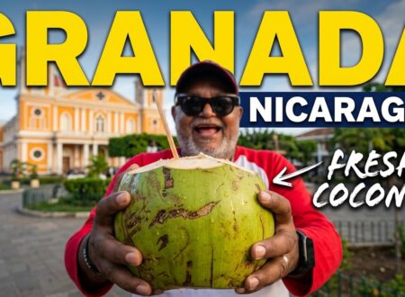 Granada Cathedral and colorful colonial streets in Granada, Nicaragua during my Central America journey
