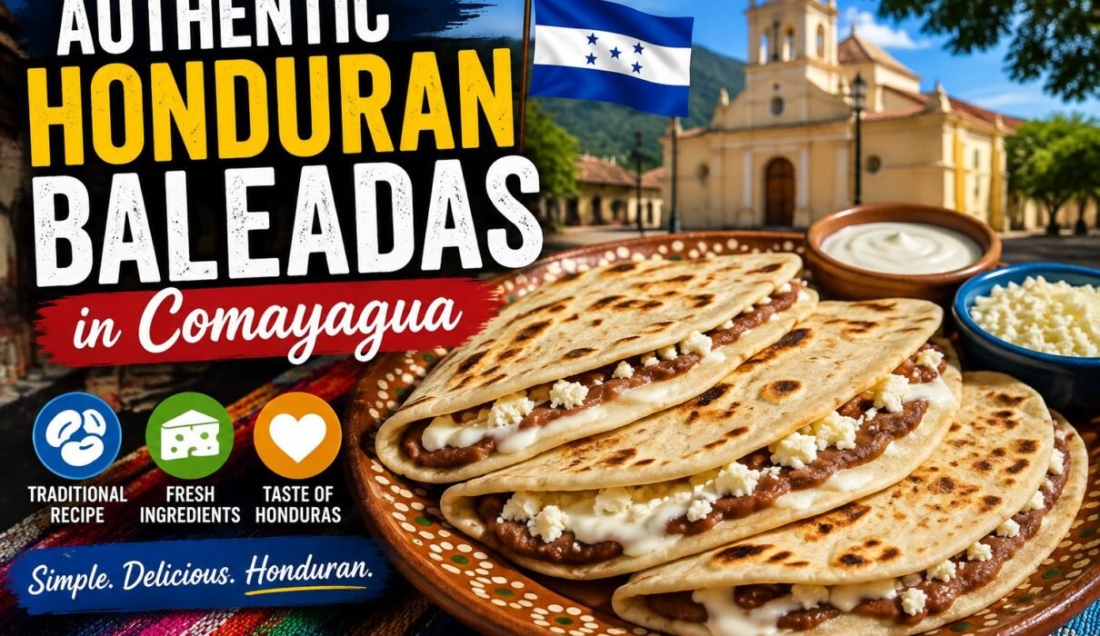 Authentic Honduran baleadas with beans, cheese, and cream in Comayagua, Honduras