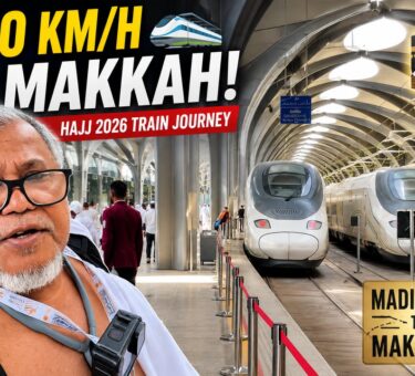 High-speed train at Madinah station during a Hajj 2026 journey to Makkah