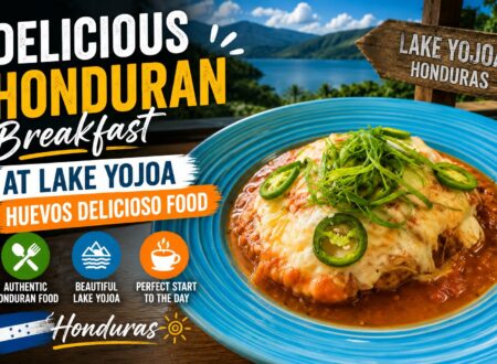 Delicious Honduran breakfast with huevos near Lake Yojoa, Honduras