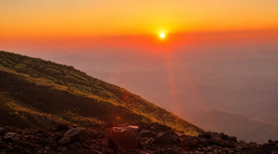 Golden sunset over Telica Volcano and Nicaragua's volcanic landscape near León