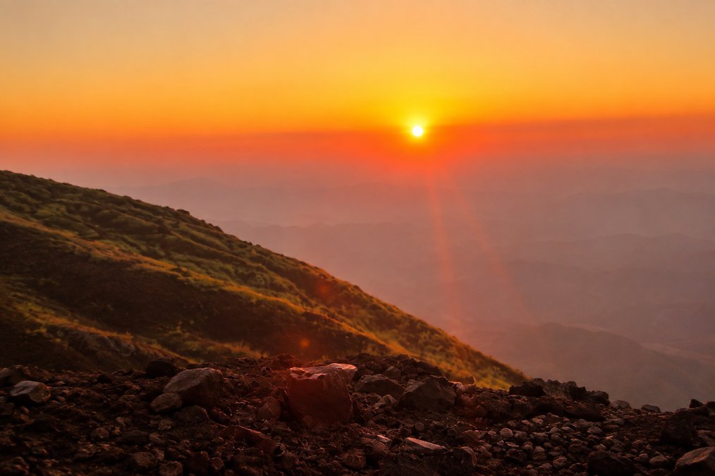 Golden sunset over Telica Volcano and Nicaragua's volcanic landscape near León
