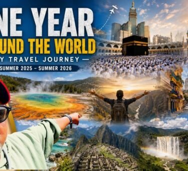 One year around the world travel journey featuring Yellowstone, Colombia, South America, road trips, cultural experiences, and spiritual journeys