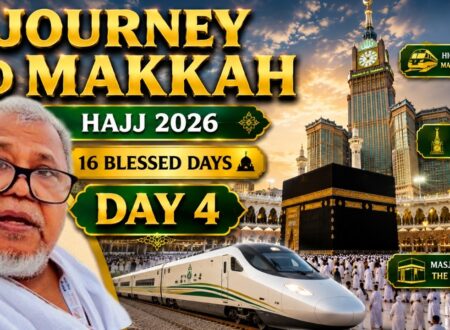 Pilgrim standing before the Kaaba at Masjid al-Haram in Makkah during Hajj 2026