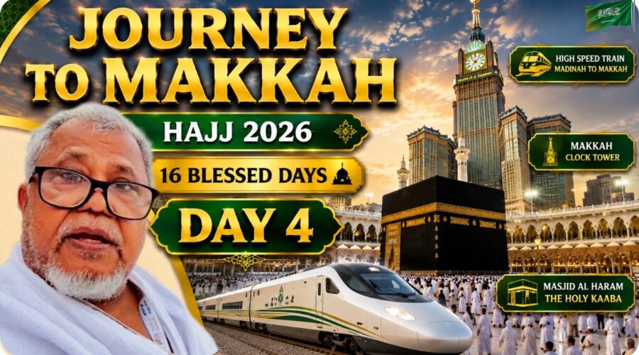 Pilgrim standing before the Kaaba at Masjid al-Haram in Makkah during Hajj 2026
