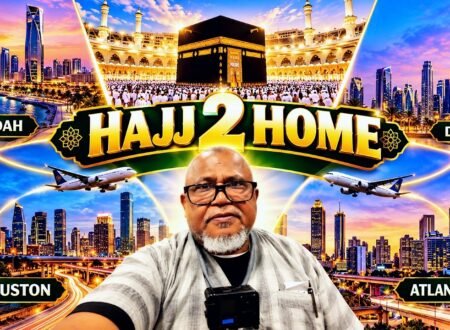 Muslim pilgrim returning home to Atlanta after completing Hajj 2026, marking the end of his spiritual journey from Makkah.