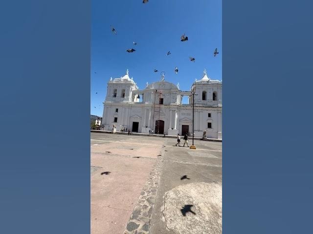 León Cathedral in Nicaragua, showing its historic white colonial architecture and impressive domes in the heart of León